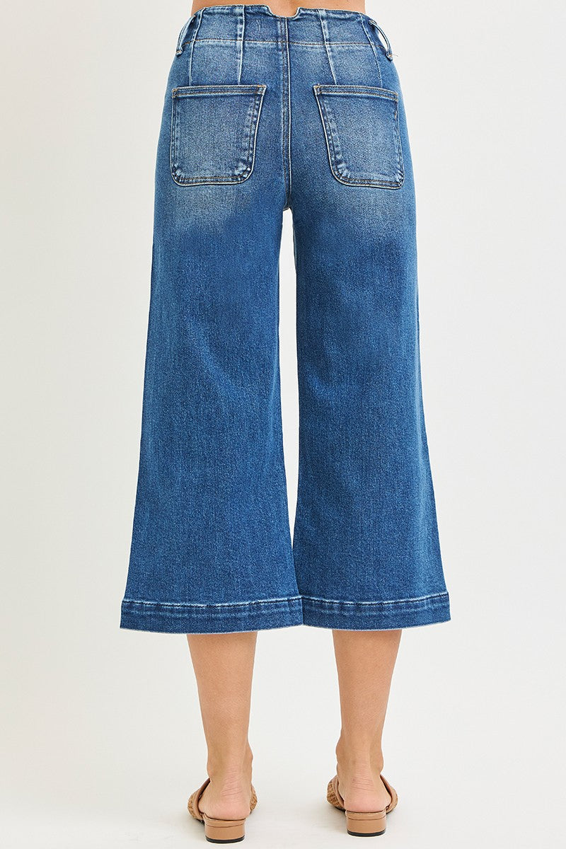 Risen High Rise Crop Double Button