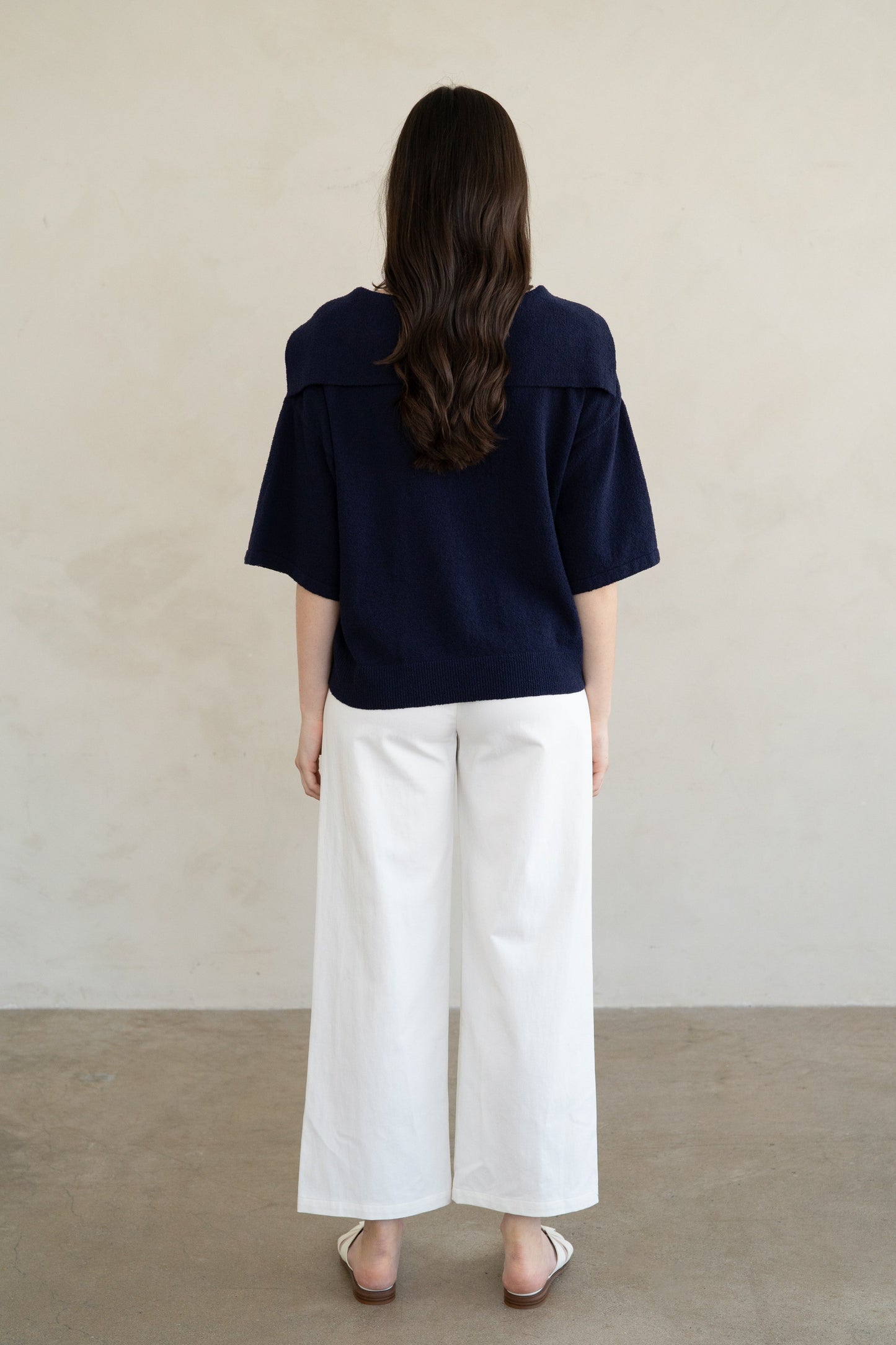 Open Collar Knit Top