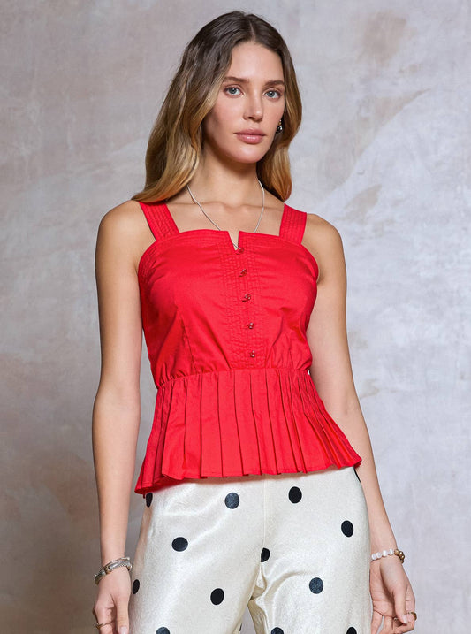 Sleeveless Embroidered Peplum Top