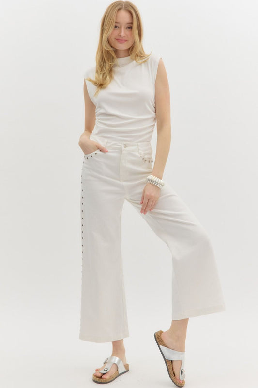 White Stud Pants
