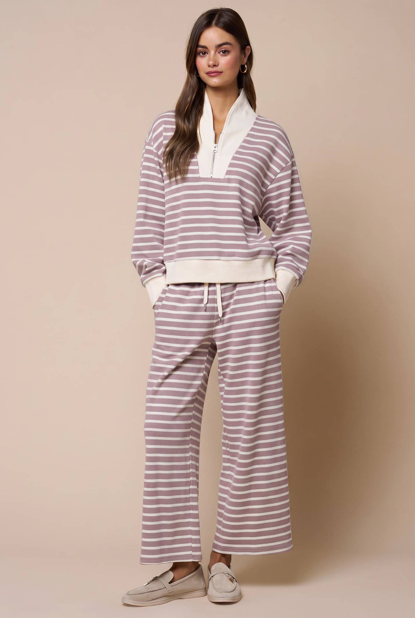 Stripe Half Zip Sweatshirt