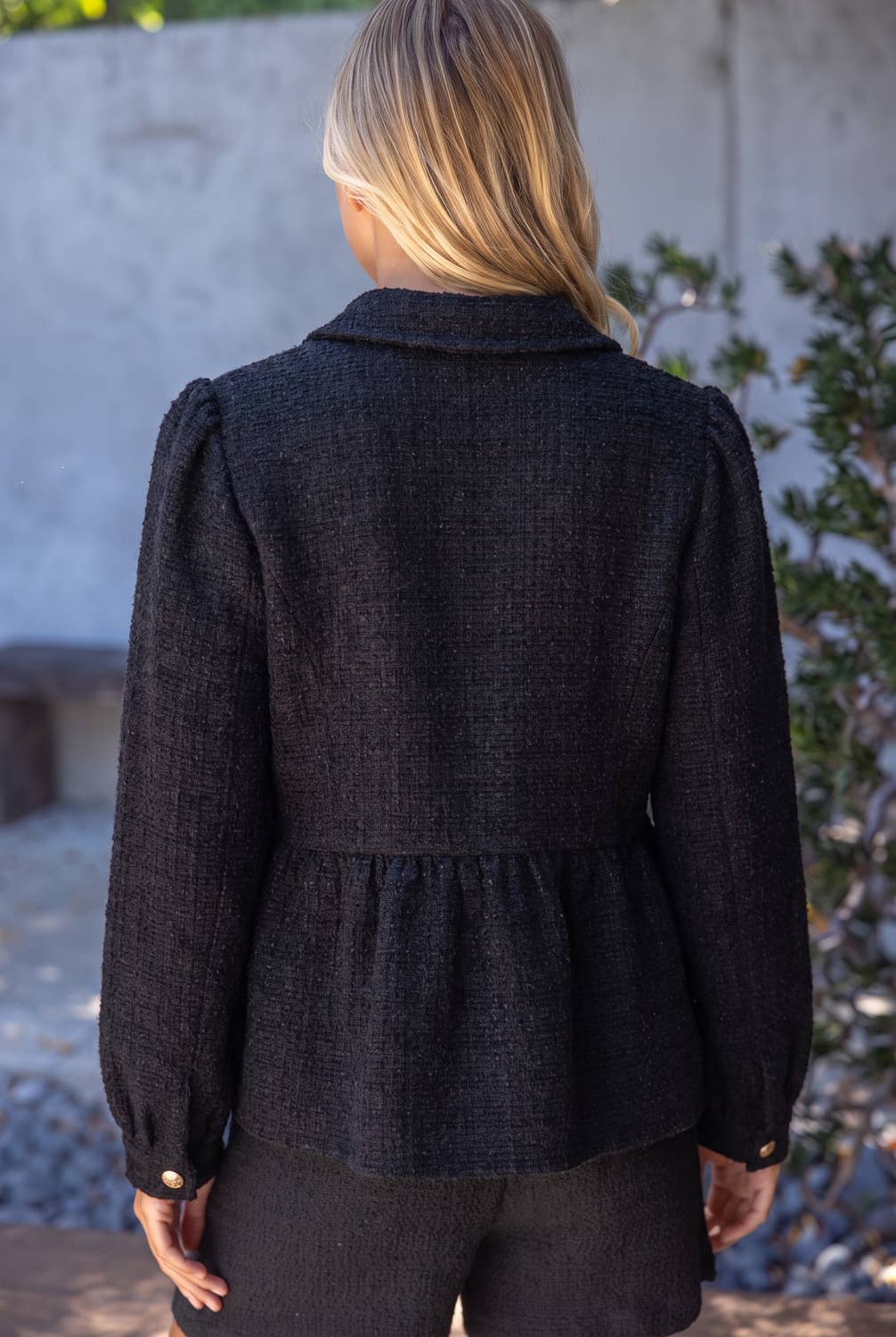 Black Tweed Peplum Jacket