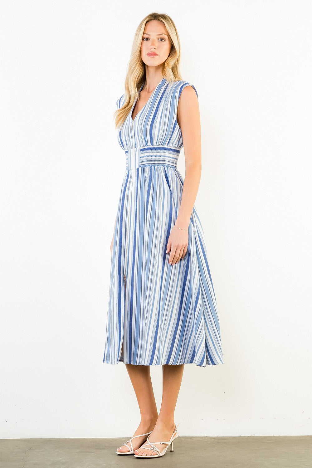 Navy Striped Midi