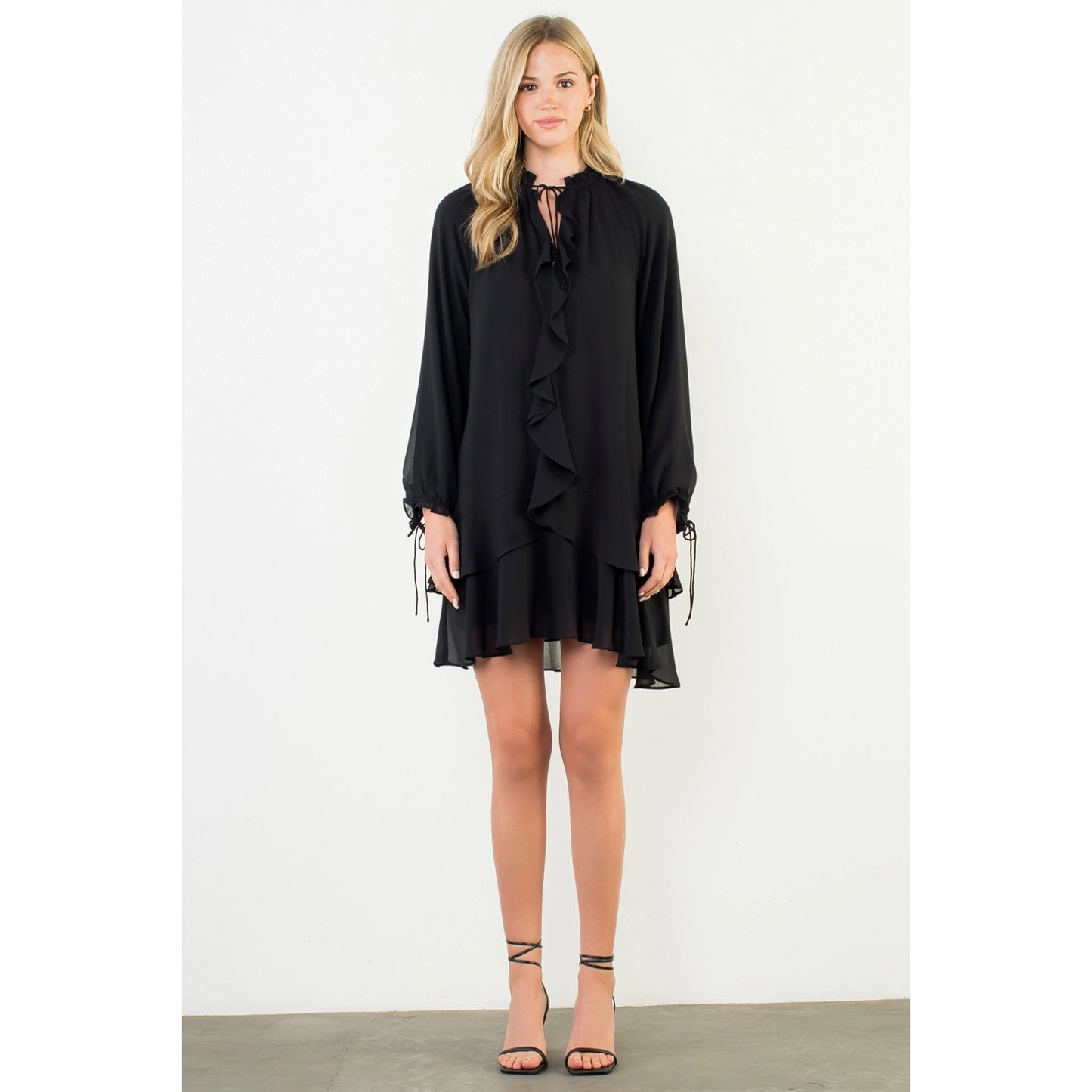 L/Sleeve Flutter Dress
