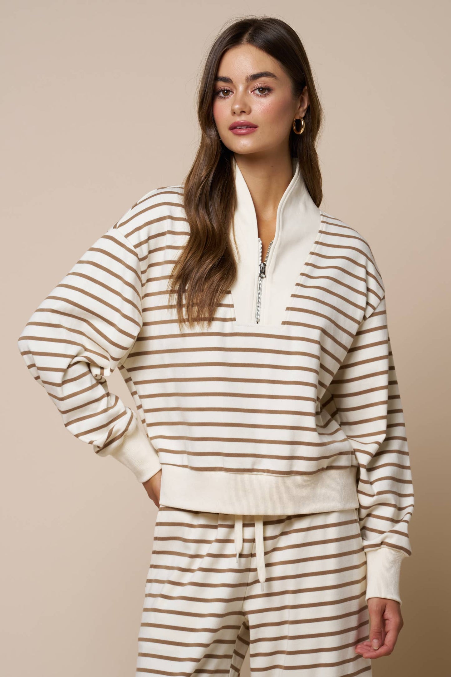 Stripe Half Zip Sweatshirt