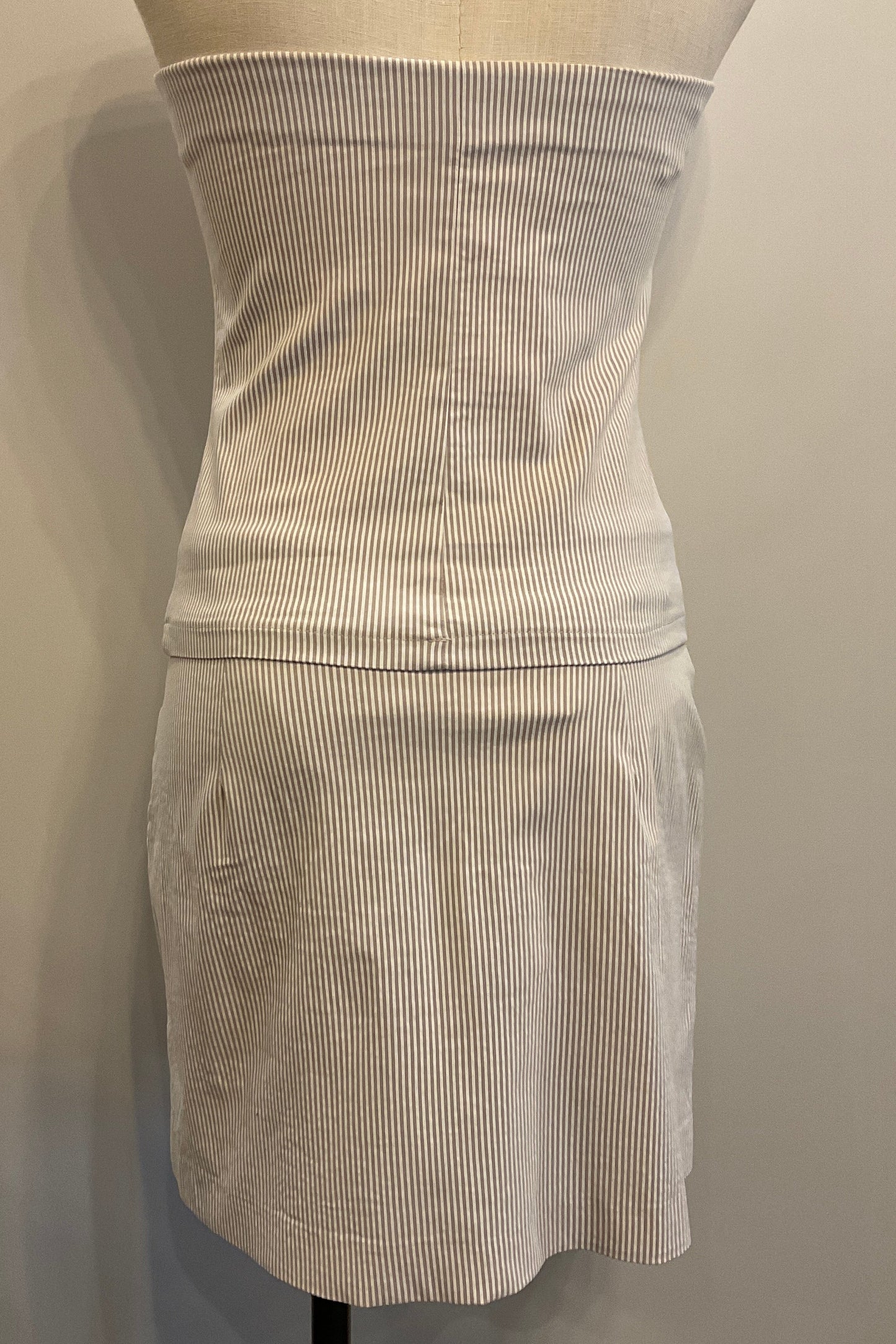 Bryana Beige Striped Techno Tube Top