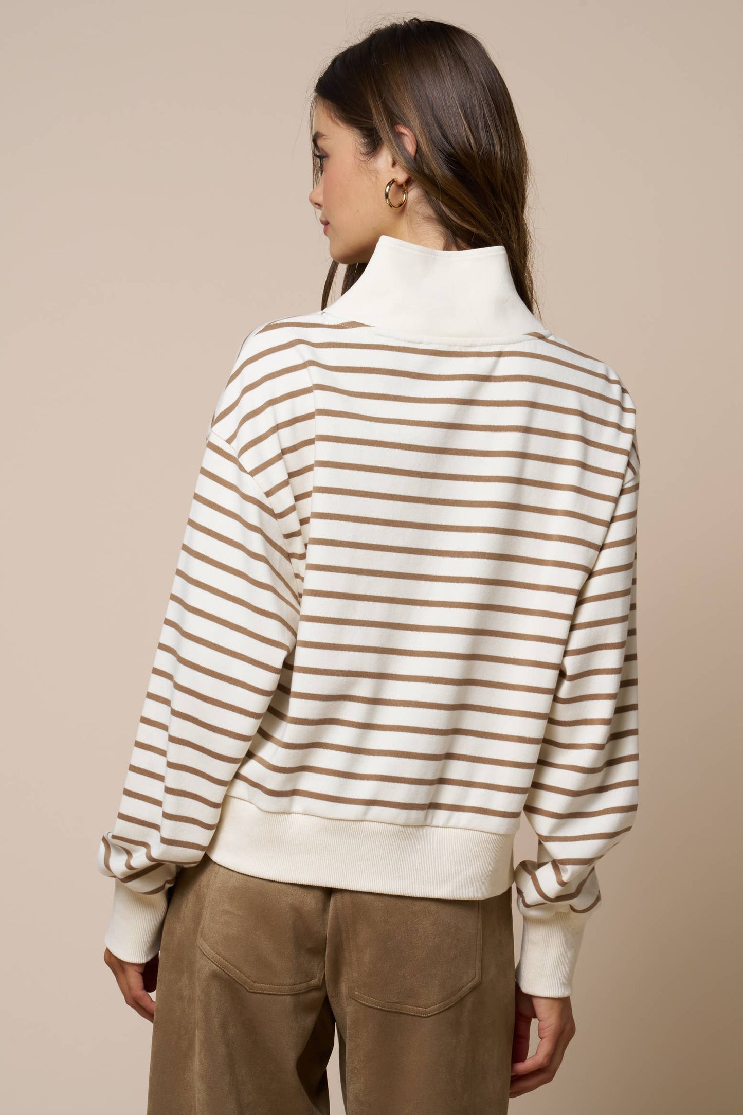 Stripe Half Zip Sweatshirt