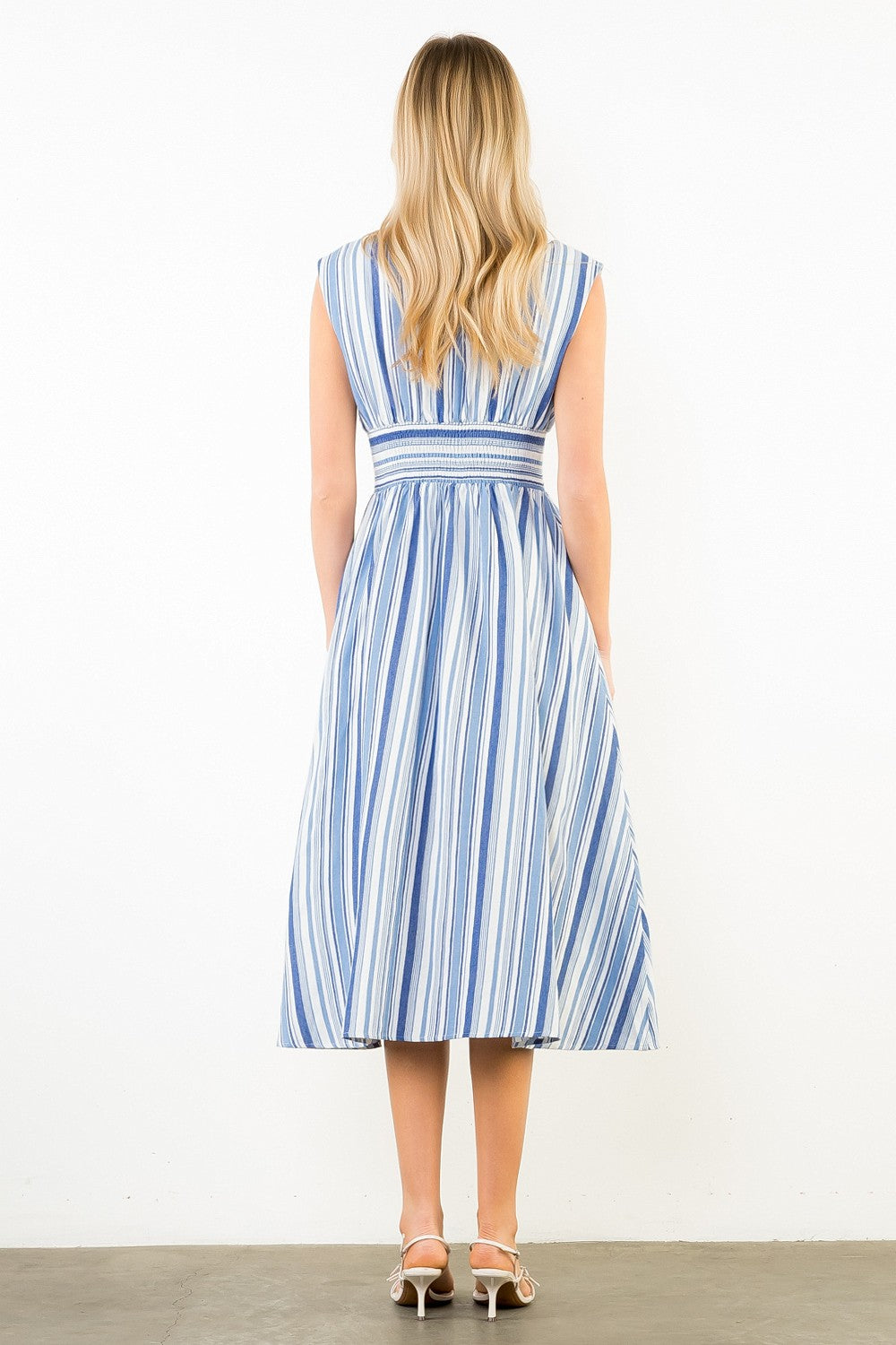Navy Striped Midi