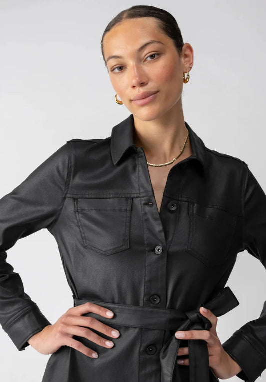 Sanctuary Coated Denim Black Dress