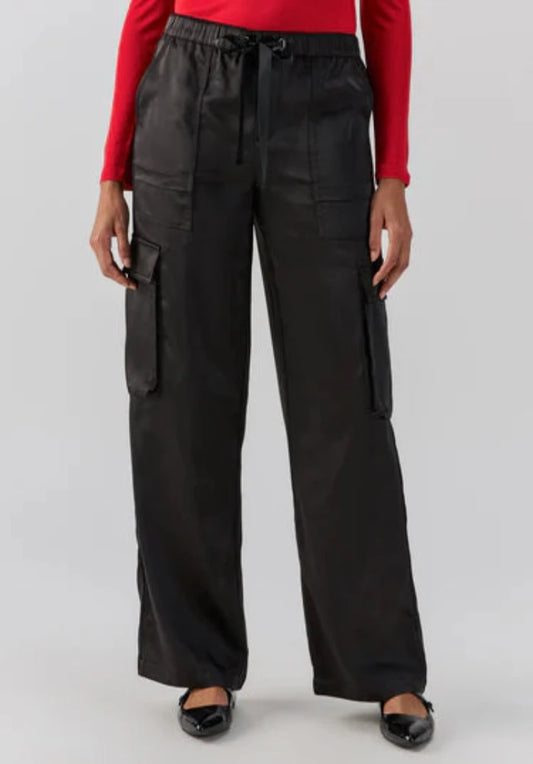 Sanctuary Satin Cargo Wide Leg Pant