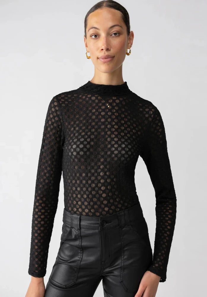 Sanctuary Long Sleeve Lace Mock Neck Top