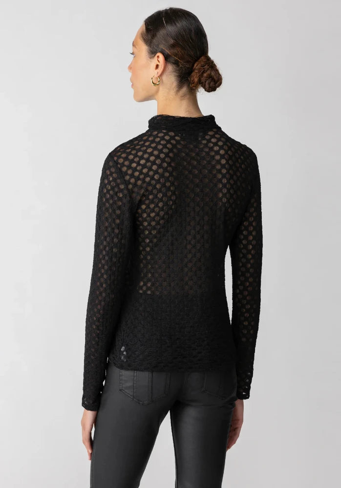 Sanctuary Long Sleeve Lace Mock Neck Top