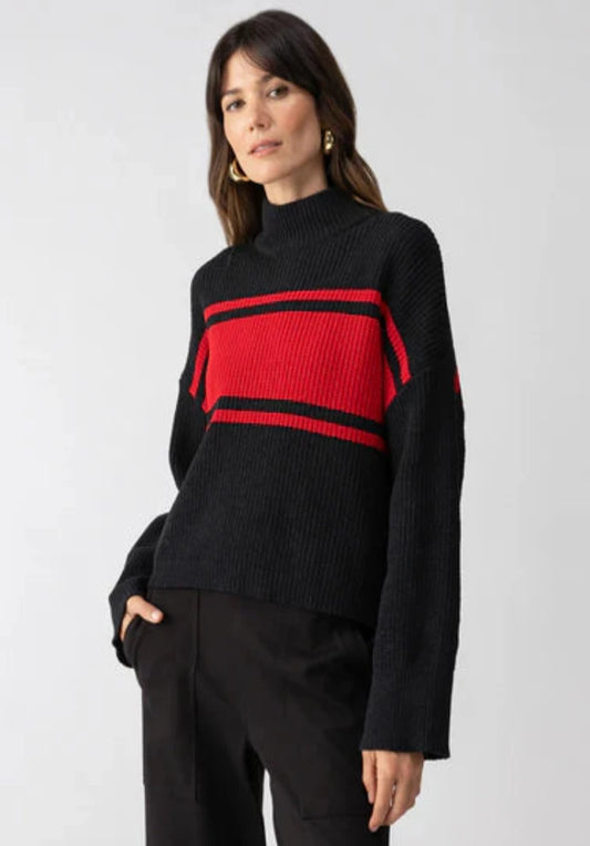 Sanctuary Stay Cozy Sweater Black + Red Stripe