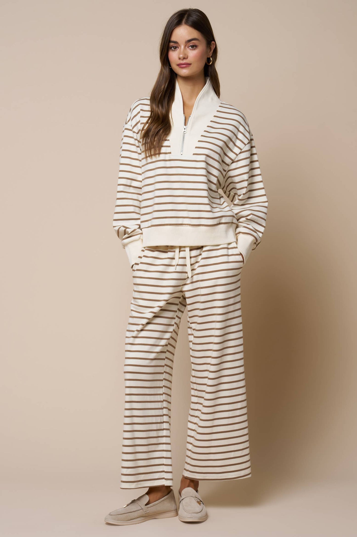 Stripe Half Zip Sweatshirt