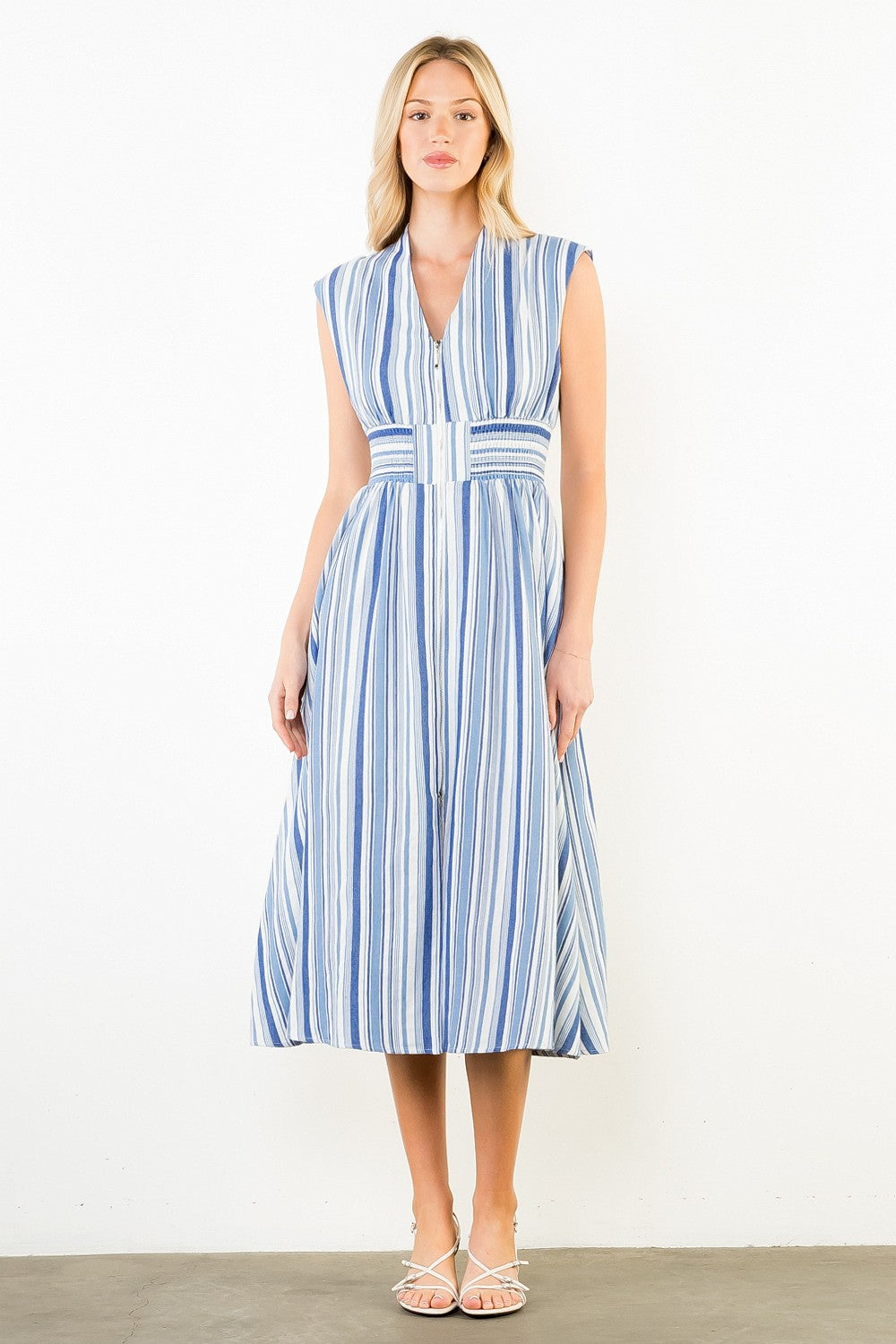 Navy Striped Midi