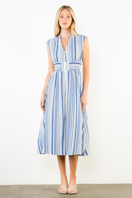 Navy Striped Midi