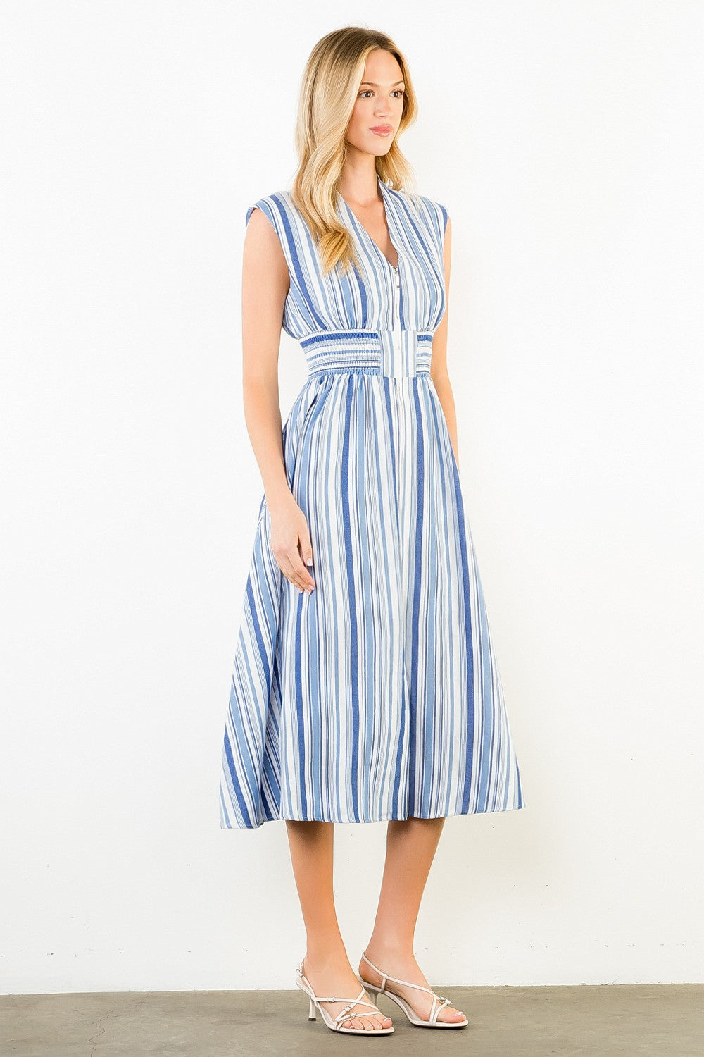 Navy Striped Midi
