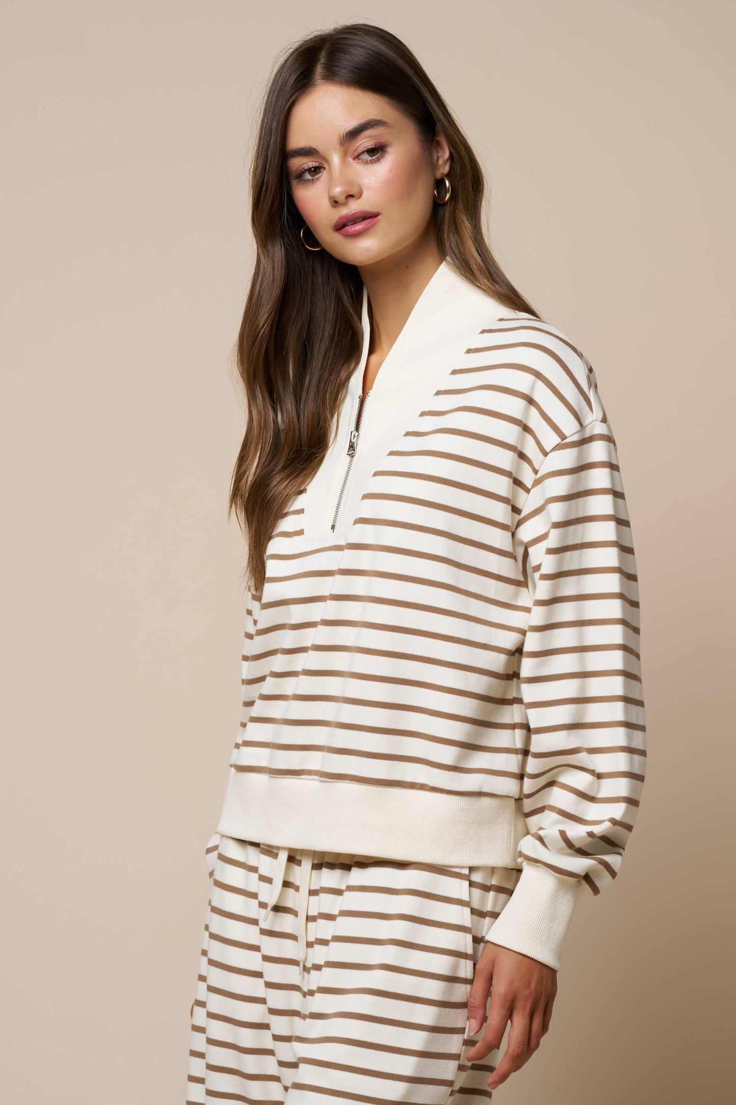 Stripe Half Zip Sweatshirt