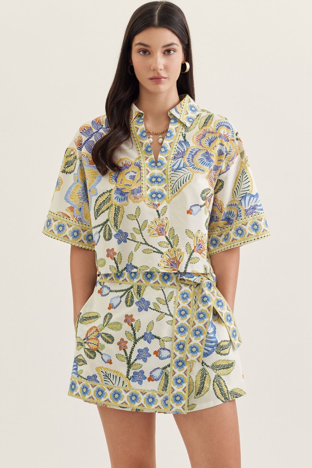 White Botanical Skort