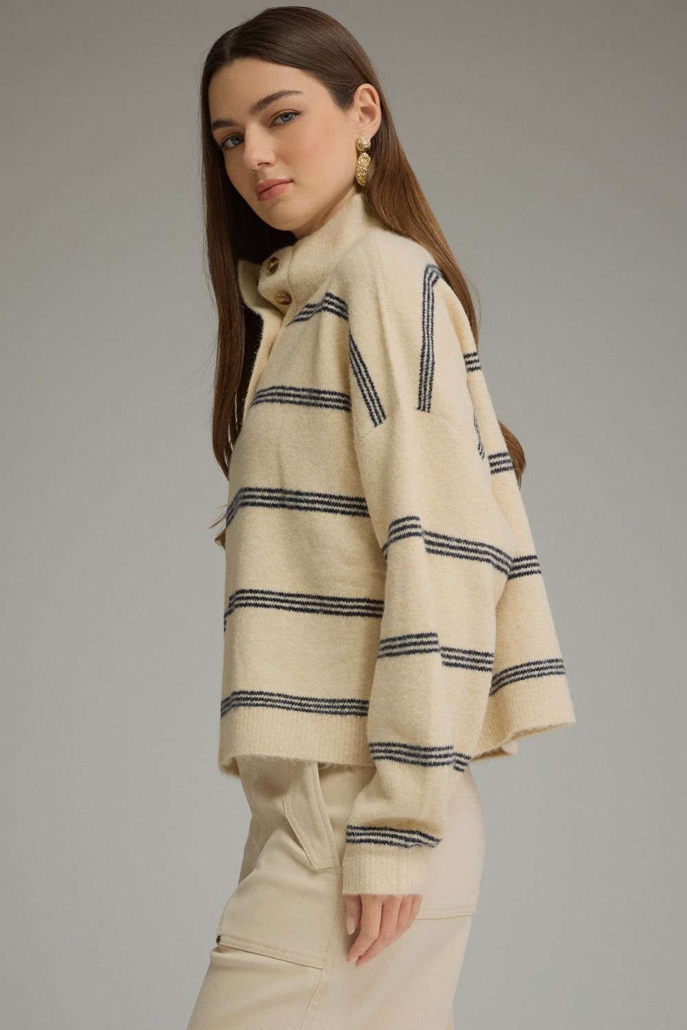 Coastal Stripe Mock Neck
