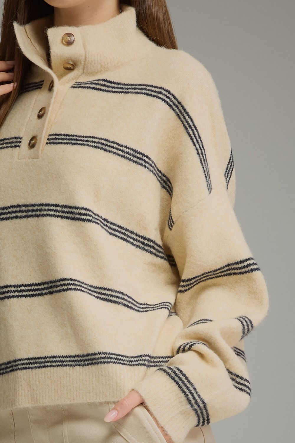 Coastal Stripe Mock Neck