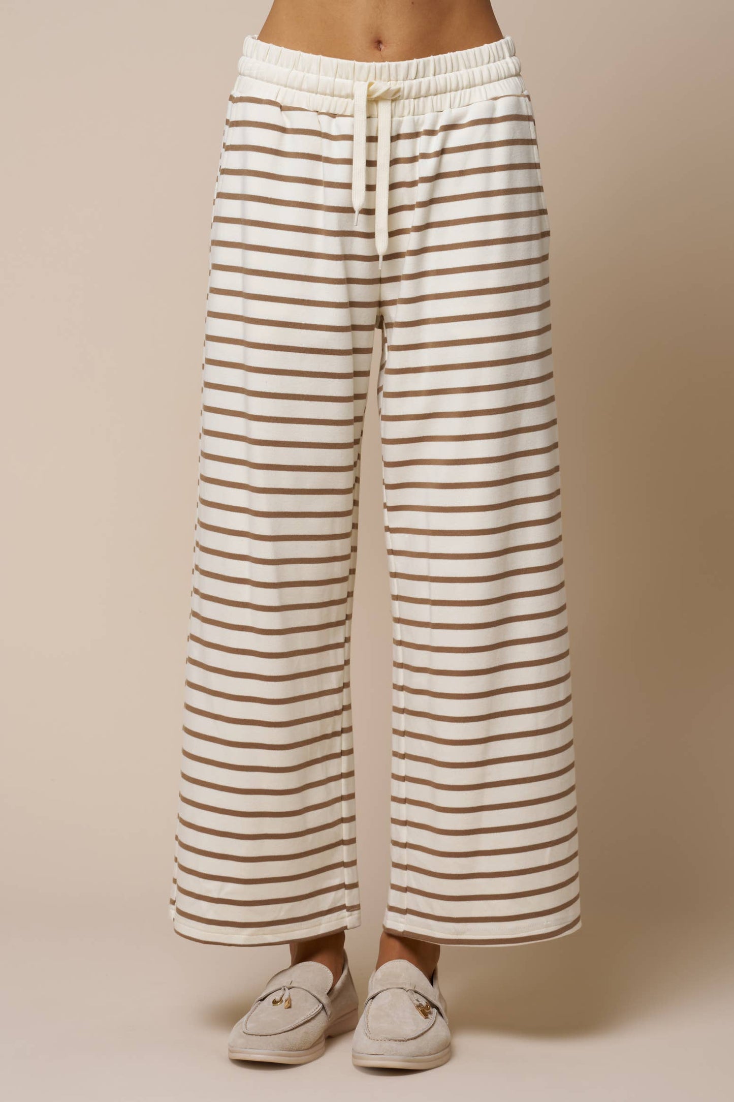 Stripe Drawstring Wide Leg Pants