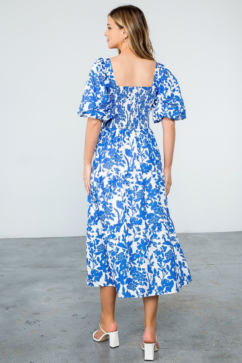 Puff Sleeve Floral Midi